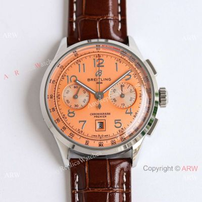 (TW Factory) Swiss Copy Breitling Premier Chronograph 7750 Orange Dial with Arabic 42mm